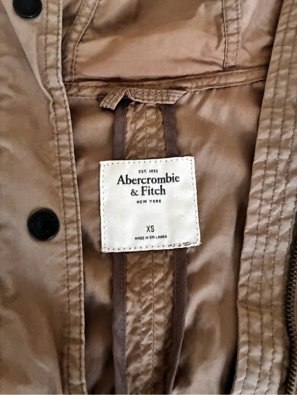 Abercrombie & Fitch Hooded Utility Full Zip Jacket Tan - Picture 9 of 10